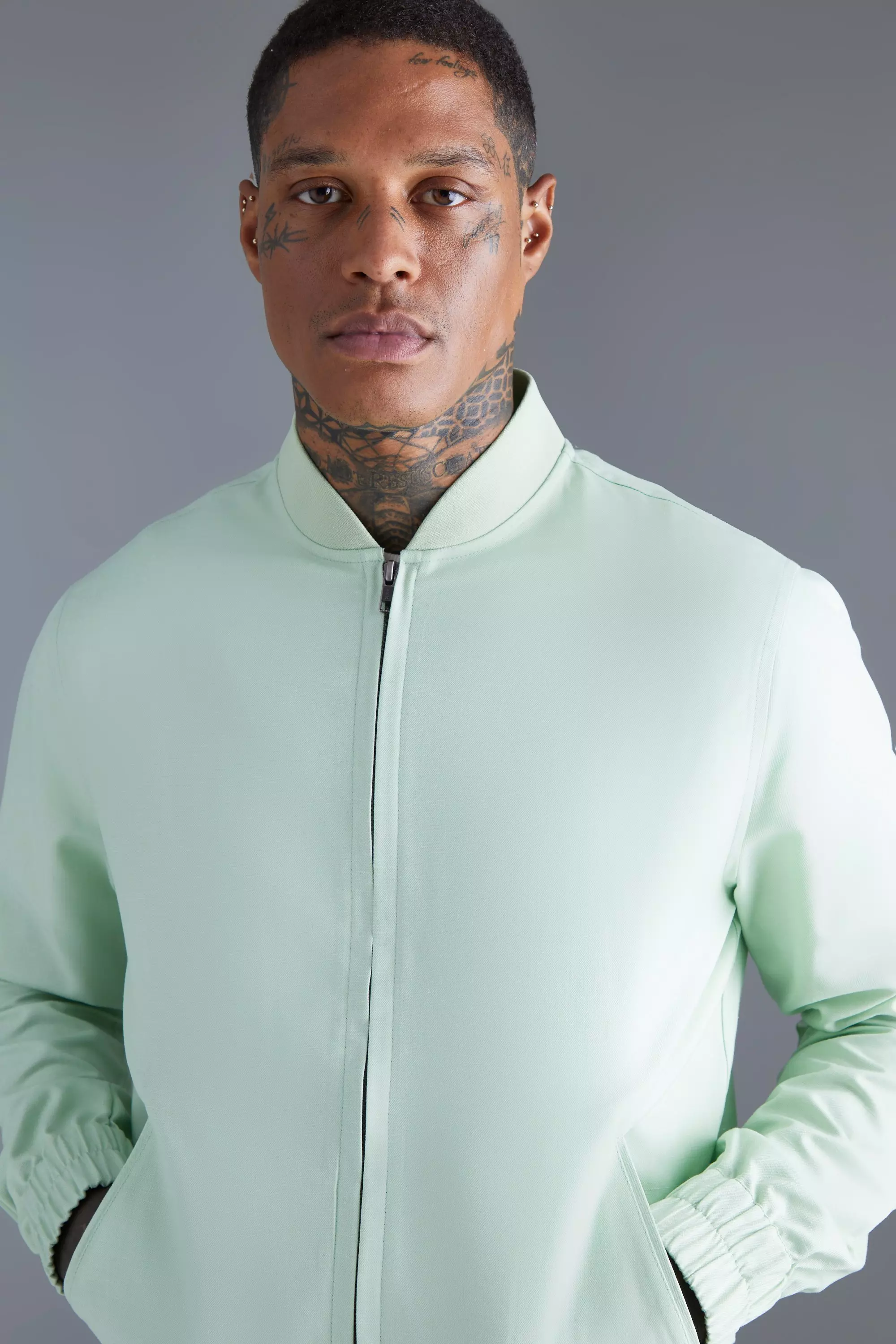 Men's light green bomber on sale jacket